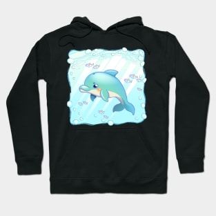 cute dolphin cartoon character design Hoodie